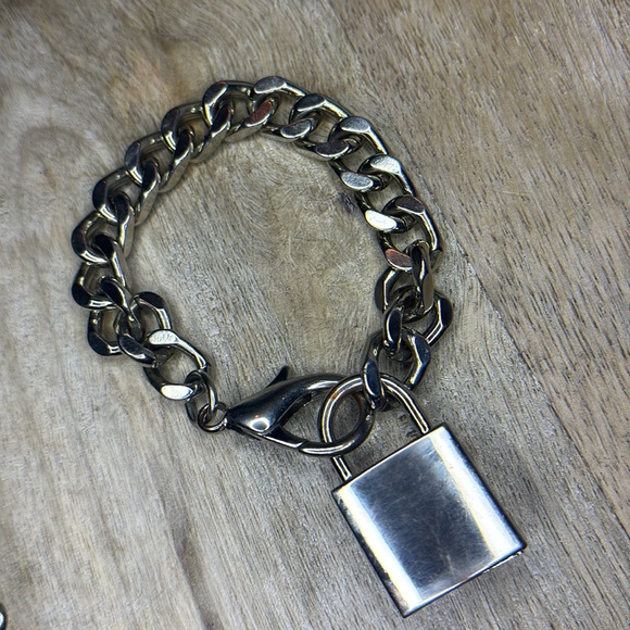 Aldo Jewelry - Silver Chunky Padlock Key Bracelet By Aldo